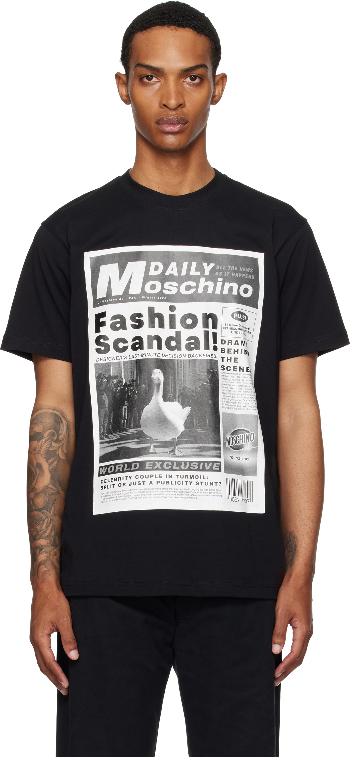 Moschino Black Embroidered Goose T-shirt