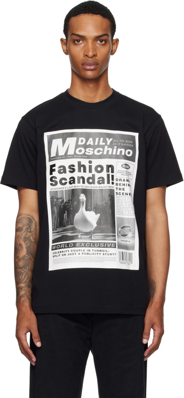 Photo: Moschino Black Embroidered Goose T-shirt