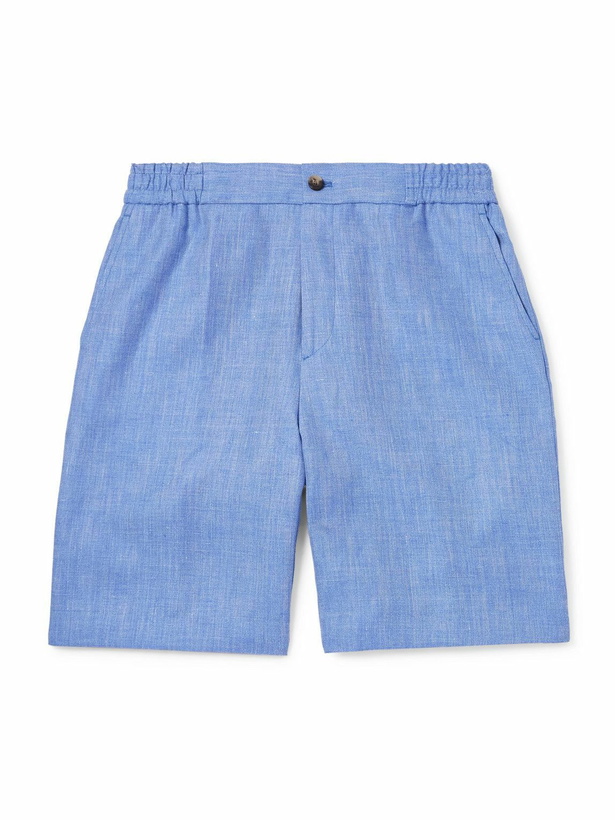 Photo: Etro - Straight-Leg Linen and Wool-Blend Shorts - Blue