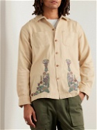 Nudie Jeans - Vincent Embroidered Brushed-Cotton Shirt - Neutrals
