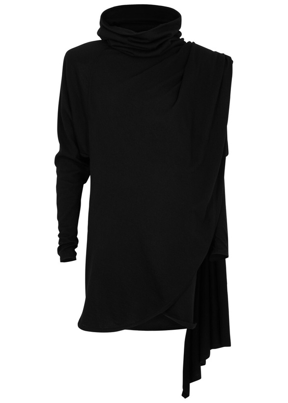 Photo: Saint Laurent Women's Black Draped Hooded Wool Mini Dress Size (UK8-10/S), Cape-Effect & High-Neck