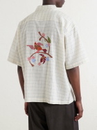 Kardo - Rohit Embroidered Checked Cotton Shirt - Neutrals