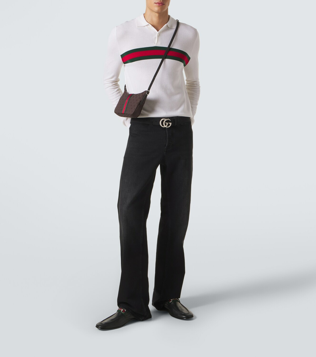 Gucci Como Horsebit Web Stripe leather loafers