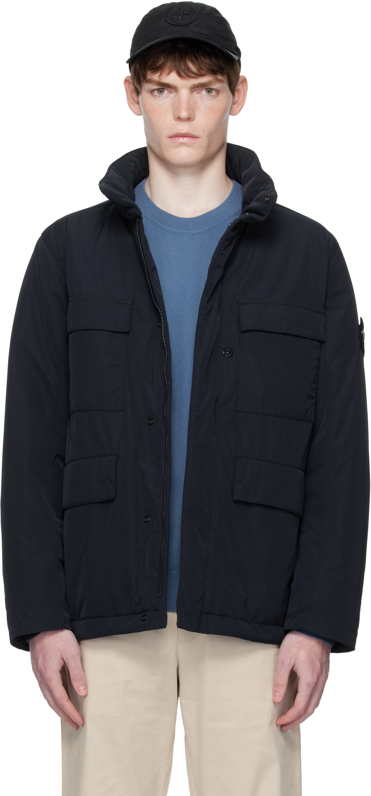 Stone Island Navy 4100049 Micro Twill Jacket Stone Island