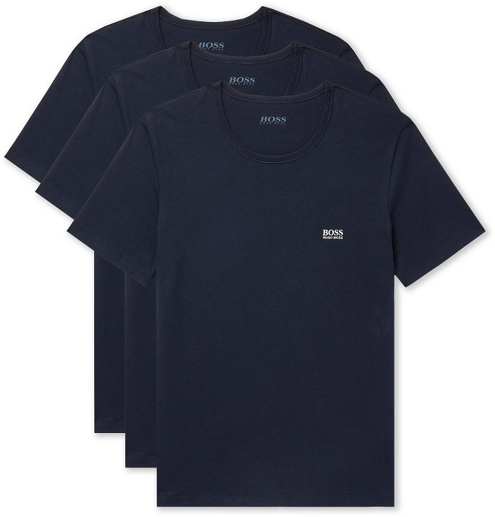 Photo: HUGO BOSS - Three-Pack Cotton-Jersey T-Shirts - Blue