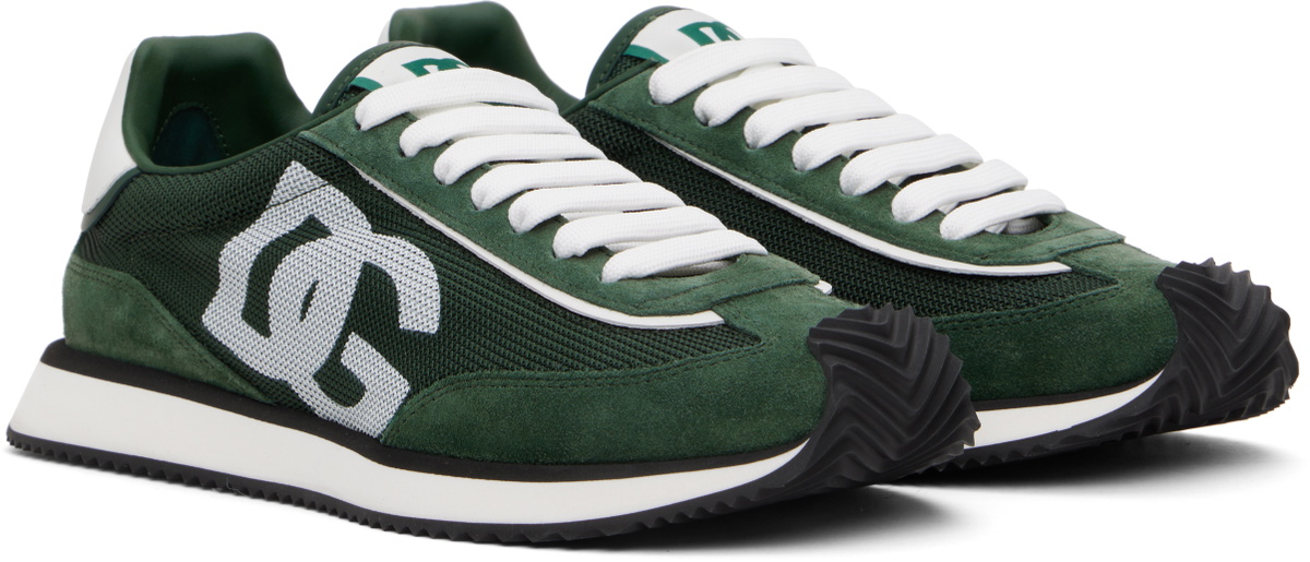 Dolce&Gabbana Green Mixed-Material 'DG' Cushion Sneakers