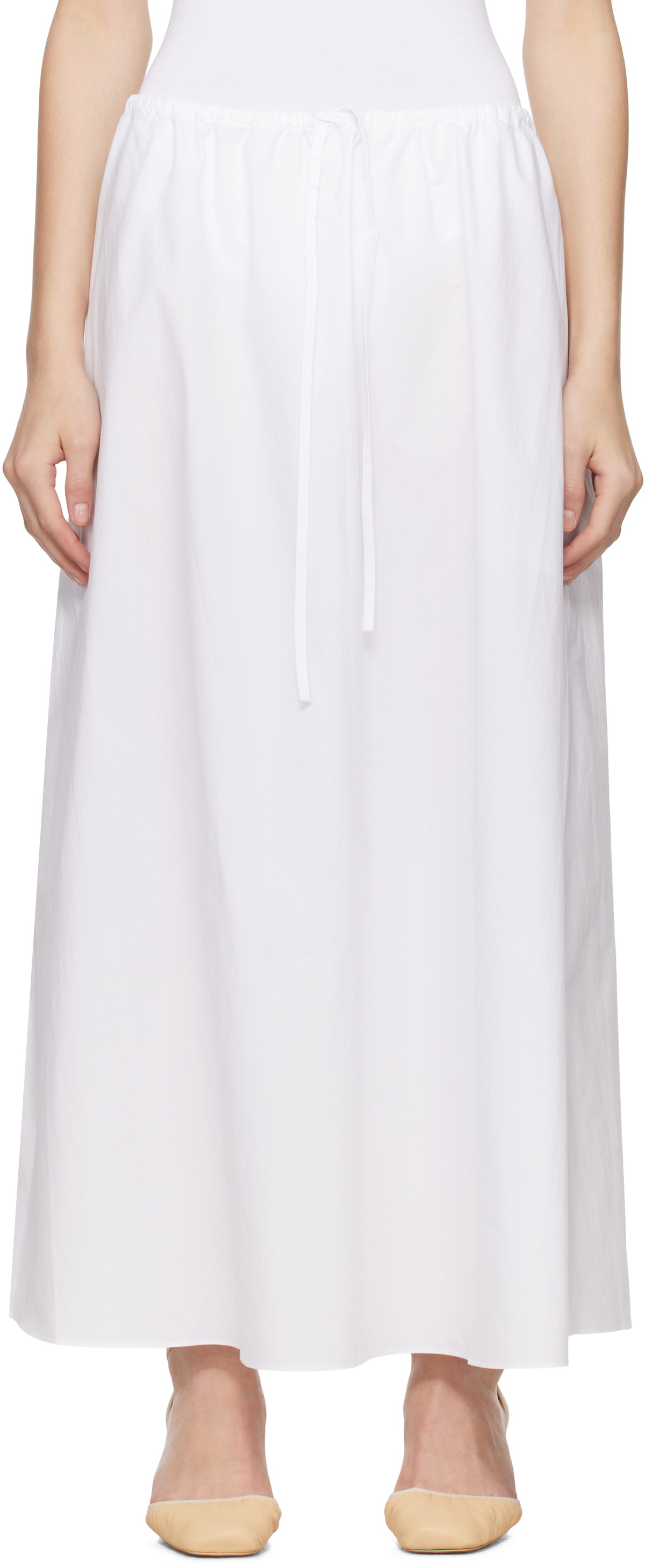 Matteau White Drawcord Maxi Skirt