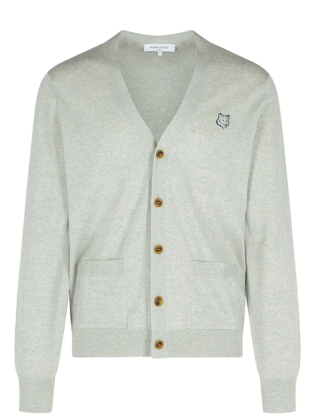 Photo: Maison Kitsuné Cargigan bold Fox In Light Grey Wool