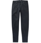 Aspesi - Tapered Distressed Cotton-Twill Trousers - Men - Midnight blue