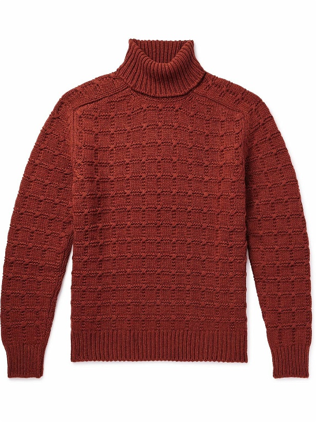 Photo: Zegna - Cable-Knit Cashmere Rollneck Sweater - Red