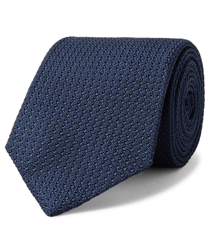 Photo: Drake's - 8cm Textured-Silk Tie - Blue
