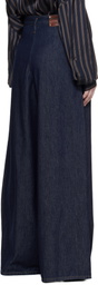 Dries Van Noten Indigo Wide Pleated Jeans