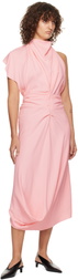 Victoria Beckham Pink Backless Scarf Detail Midi Dress