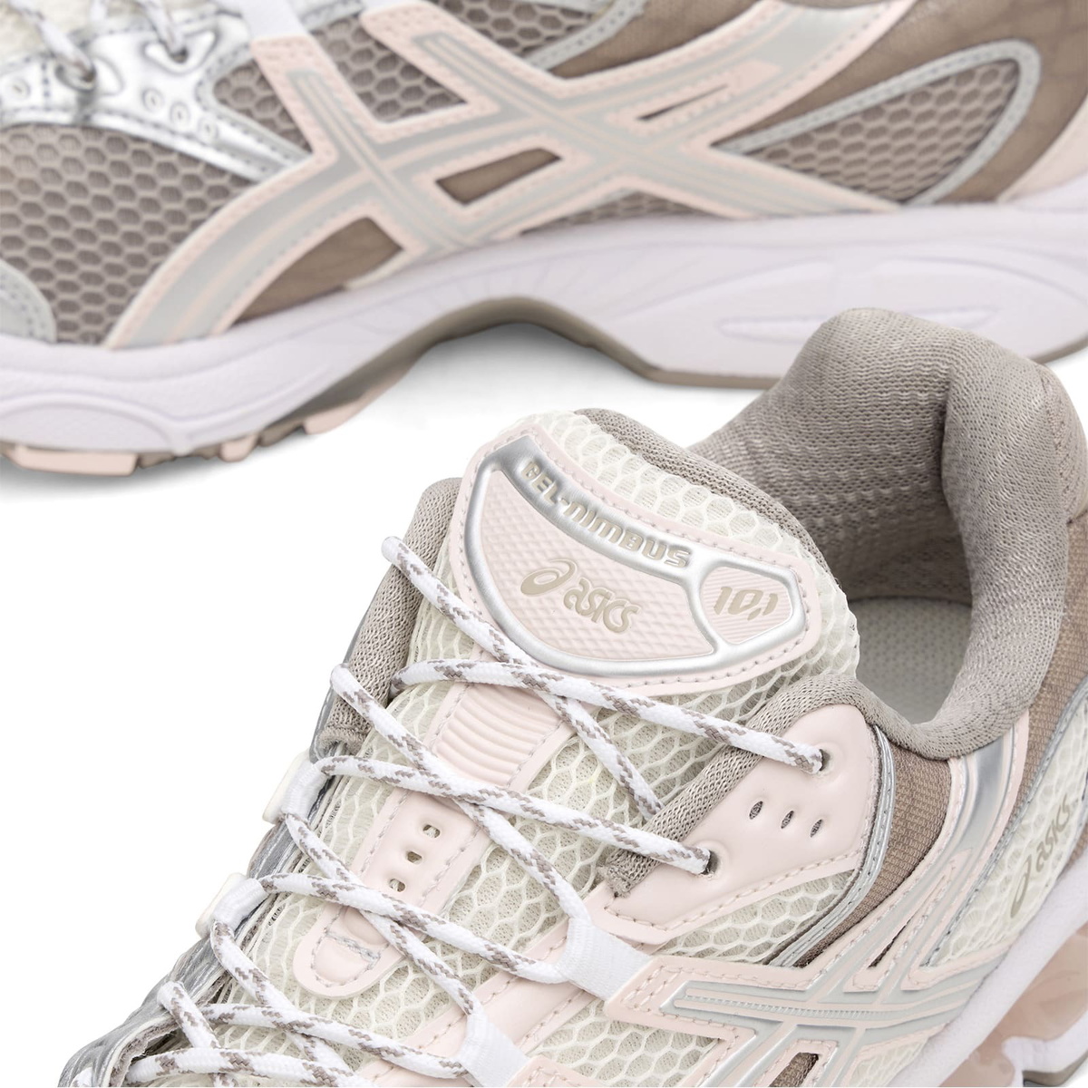 Asics Women's GEL-NIMBUS 10.1 Sneaker in Cream/Pink Cloud