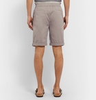 Brunello Cucinelli - Slim-Fit Pleated Cotton-Blend Twill Drawstring Shorts - Gray