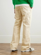 Off-White - Straight-Leg Appliquéd Cotton-Canvas Trousers - Neutrals