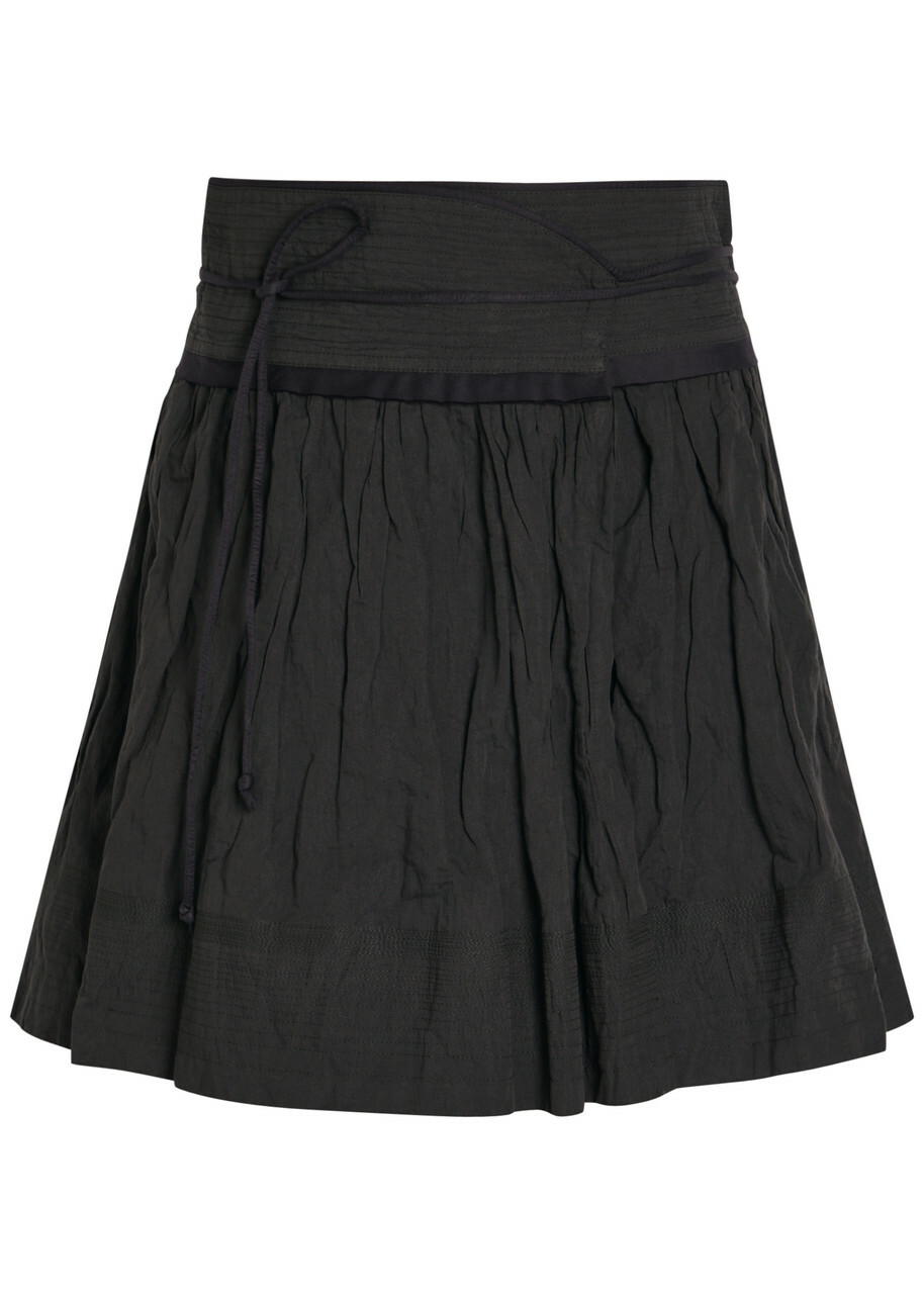 Lemaire Crinkled Cotton-blend Mini Wrap Skirt Dark Grey