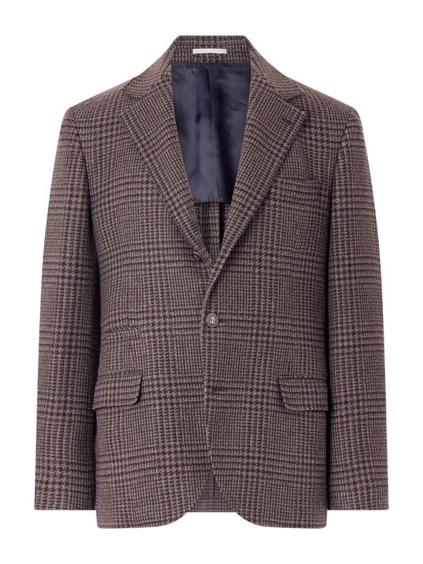 Photo: Brunello Cucinelli - Houndstooth Cashmere Blazer - Brown
