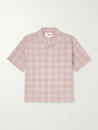 Corridor - Convertible-Collar Checked Cotton and Linen-Blend Shirt - Pink
