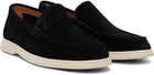 BOSS Black Debossed-Logo Suede Loafers