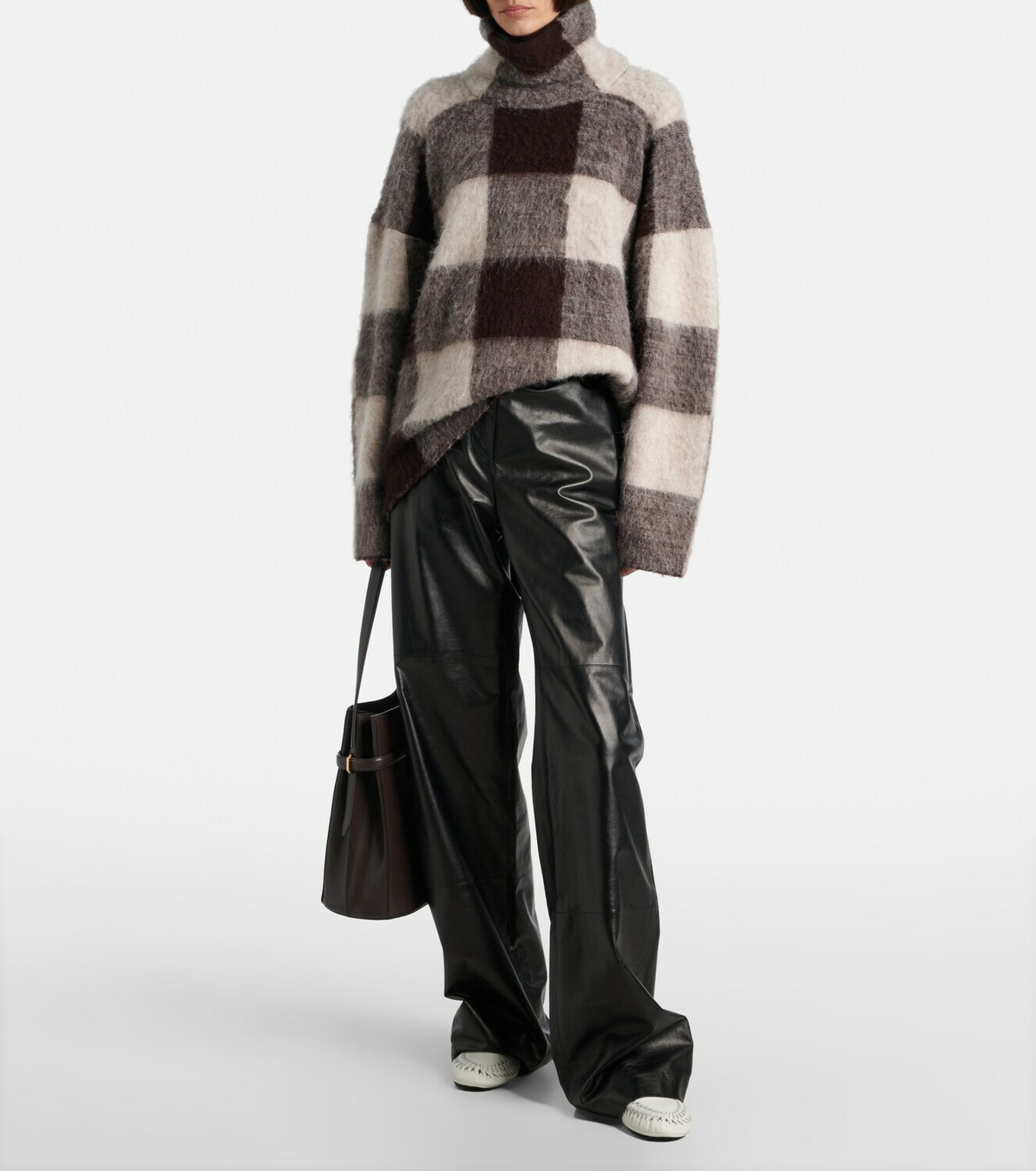 Proenza Schouler Kai checked alpaca-blend turtleneck sweater