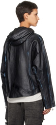 ADER error Black Burnid Leather Jacket
