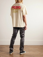 Gallery Dept. - Distressed Logo-Print Glittered Cotton-Jersey T-Shirt - Neutrals