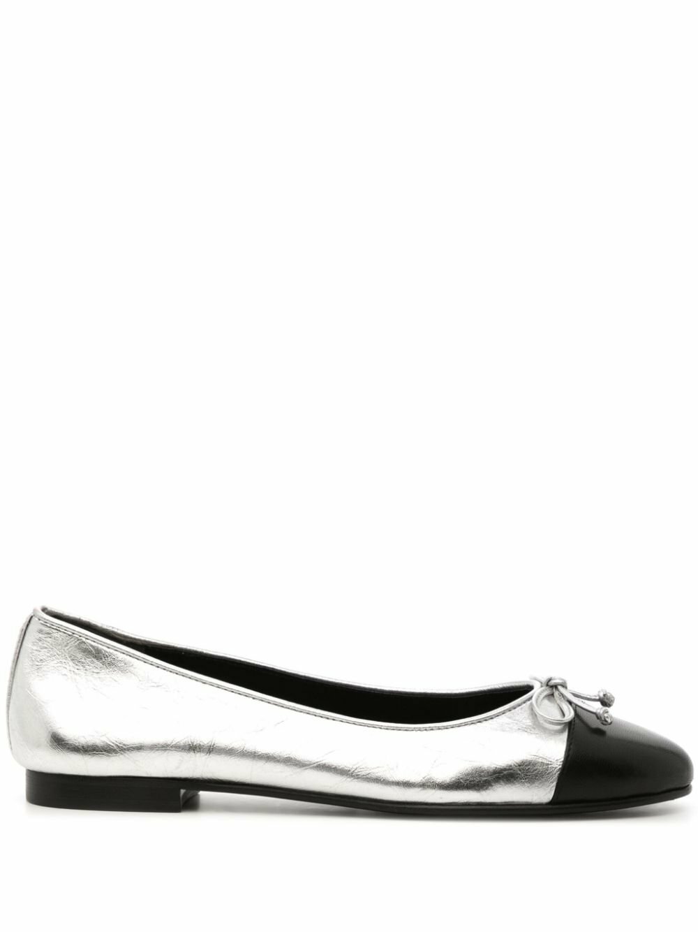 Tory Burch Silver Leather Ballet Pumps