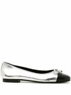 Tory Burch Silver Leather Ballet Pumps