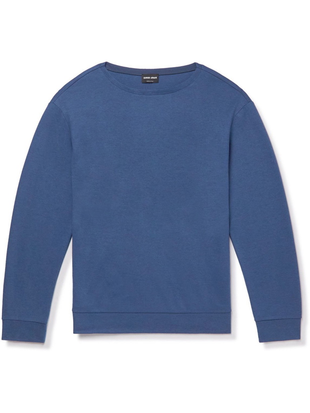 Photo: Giorgio Armani - Cotton-Blend Sweater - Blue