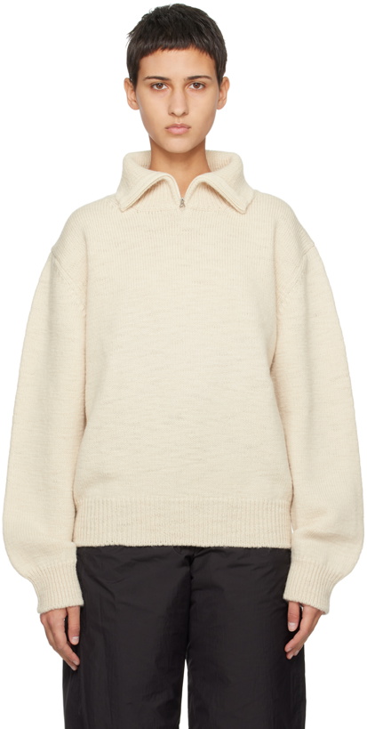 Photo: AMOMENTO Beige Zip Sweater