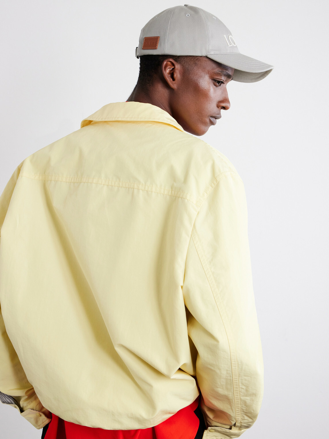 LOEWE - Leather-Trimmed Cotton Baseball Cap - Gray