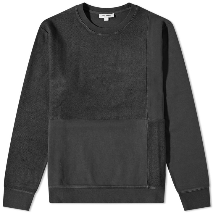 Photo: Norse Projects Men's Vagn GMD Patchwork Crew Sweat in Slate Grey