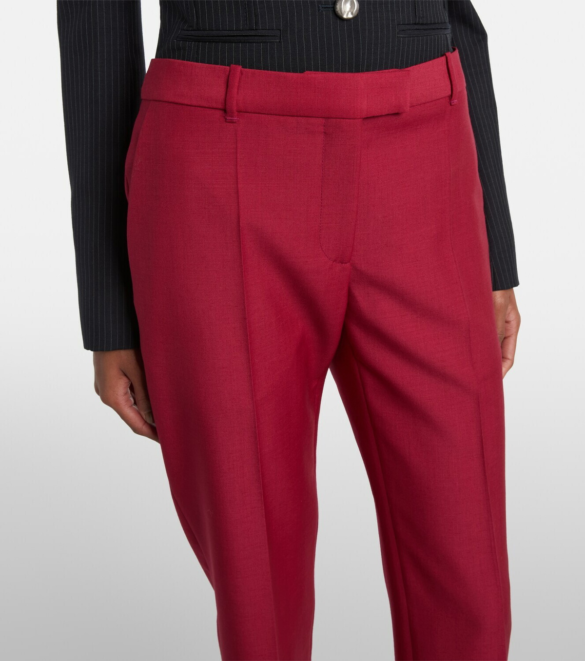 McQueen Cropped wool and mohair slim pants