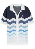 Sandbanks Gradient Pattern Knit Cotton Shirt Blue