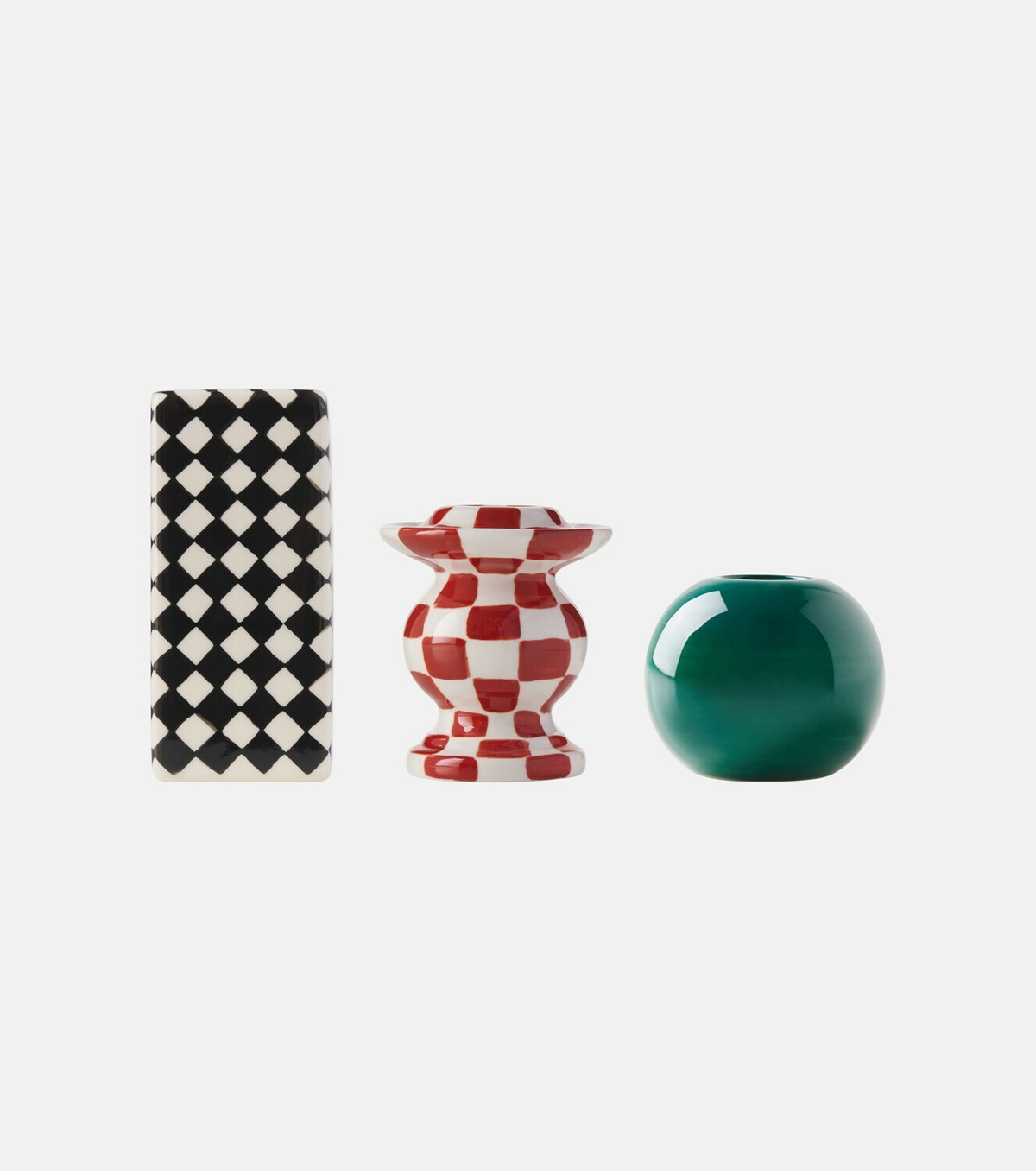 Serax Les Objets Mouleversants Chessboard set of 3 ceramic candle holders