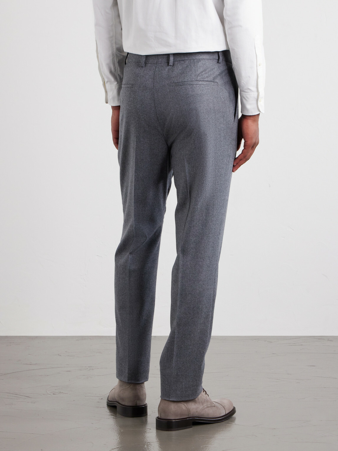 Brunello Cucinelli - Straight-Leg Pleated Wool Trousers - Gray