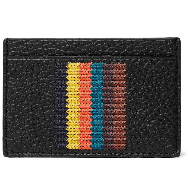 Photo: Paul Smith - Embroidered Striped Full-Grain Leather Cardholder - Men - Black