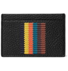 Paul Smith - Embroidered Striped Full-Grain Leather Cardholder - Men - Black