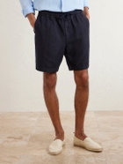 Altea - Samuel Straight-Leg Linen Drawstring Shorts - Blue