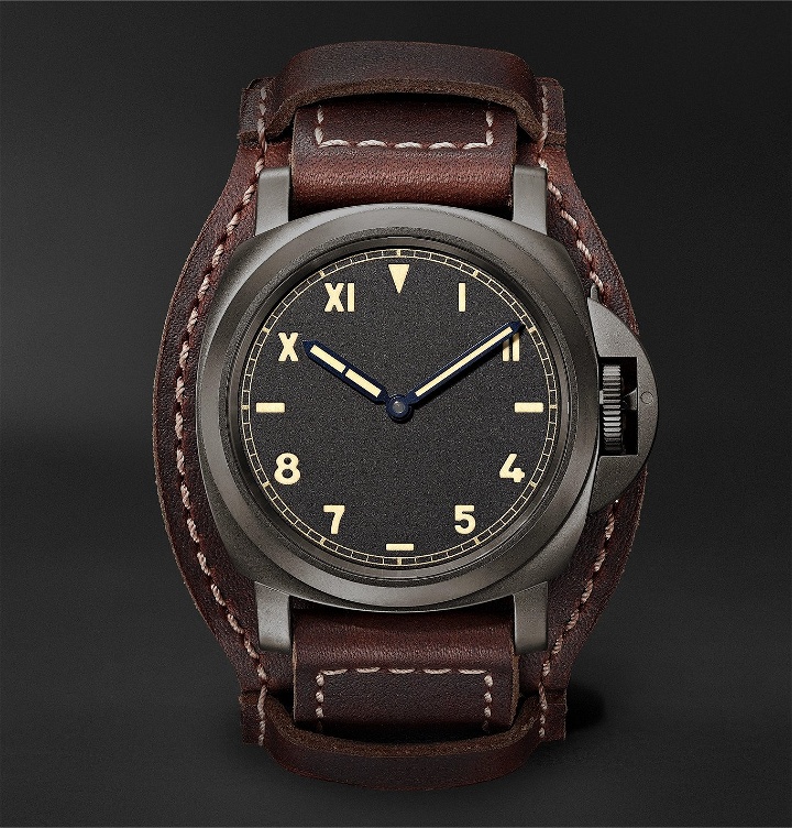 Photo: Panerai - Luminor California 8 Days DLC Hand-Wound 44mm Titanium and Leather Watch - Black