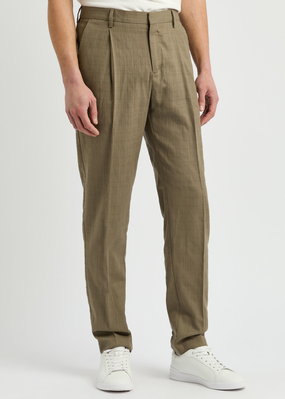 Sunspel Tapered-leg Cotton Trousers Sage