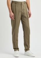 Sunspel Tapered-leg Cotton Trousers Sage