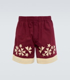 Bode - Moonflower appliqué cotton shorts