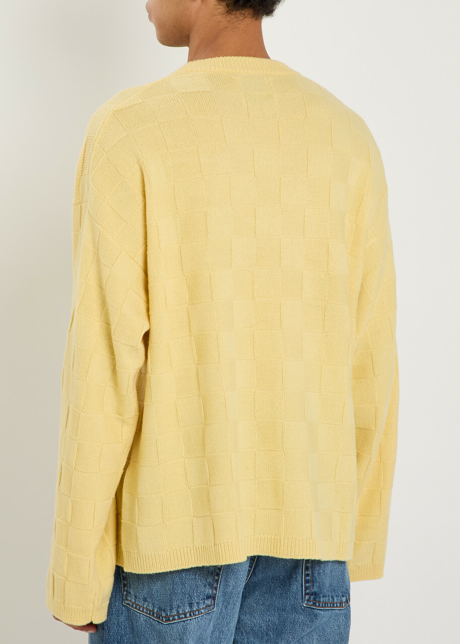 The Elder Statesman Culver Checked Cashmere Jumper Yellow