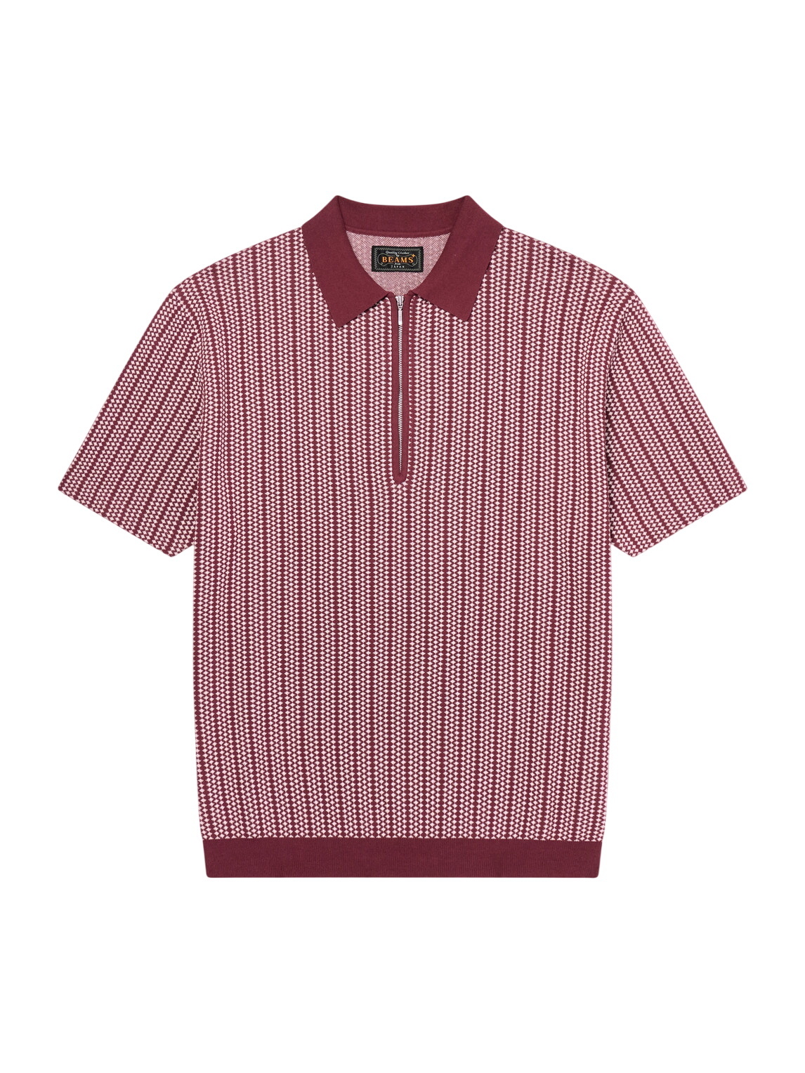 トップス polo shirt / BEAMS Beams Plus - Striped Cotton-Jacquard Half-Zip Polo Shirt - Blue
