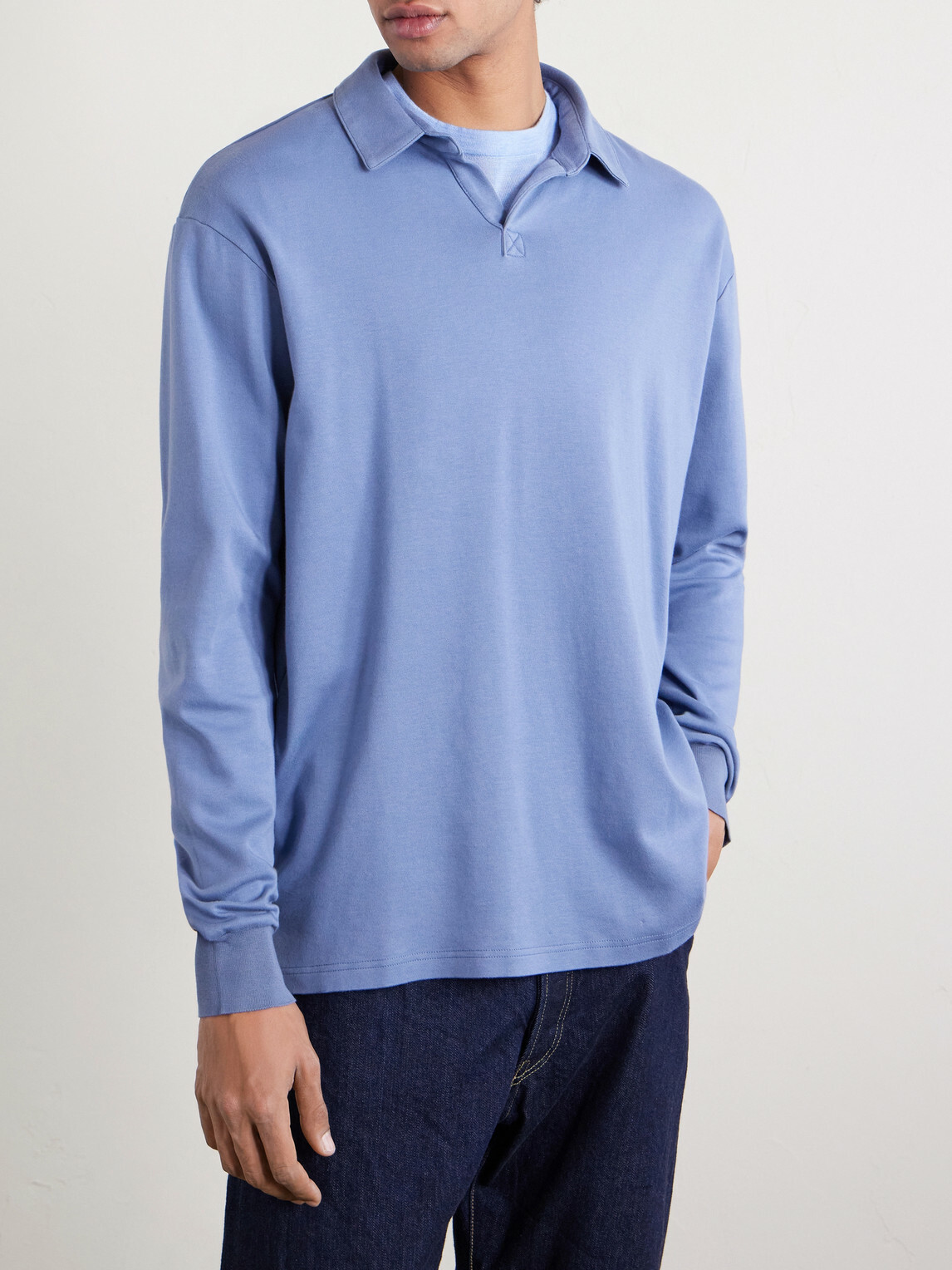 SEASE - Supima Cotton-Jersey Polo Shirt - Blue