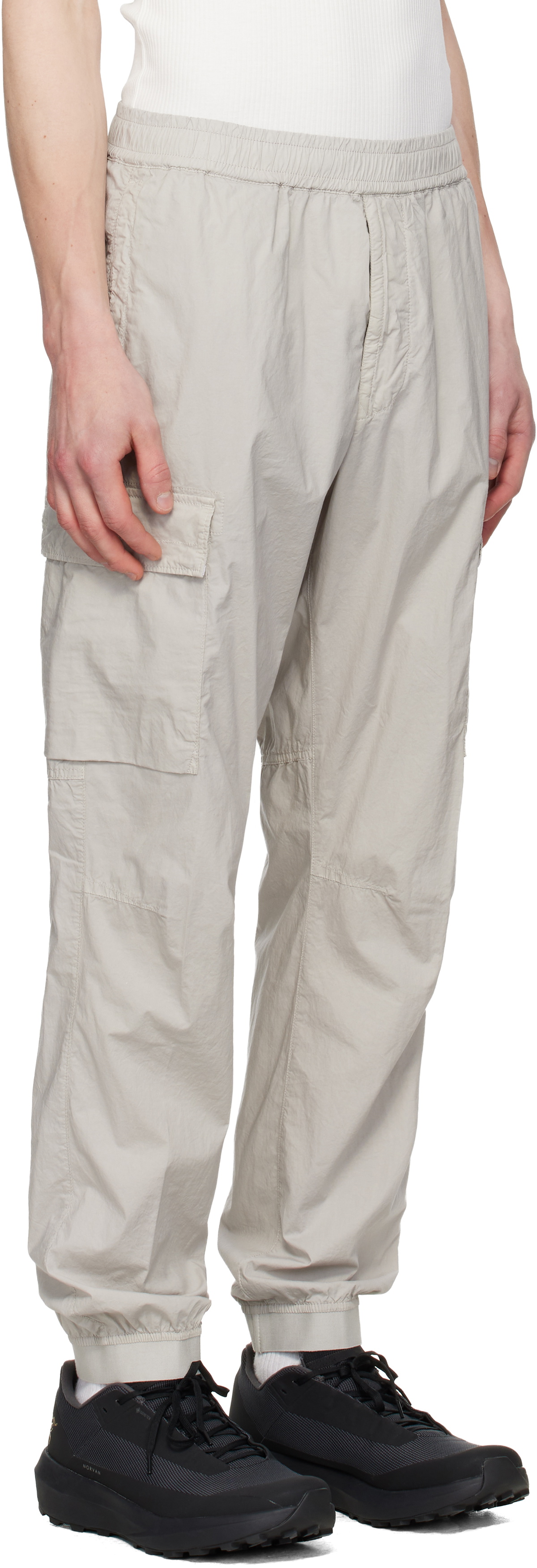Stone Island Gray 3100031 Stretch Cotton Tela 'Paracadute' Cargo Pants