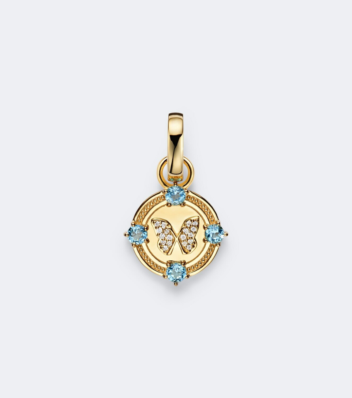 FoundRae Reverie Butterfly 18kt gold pendant with diamonds and topaz
