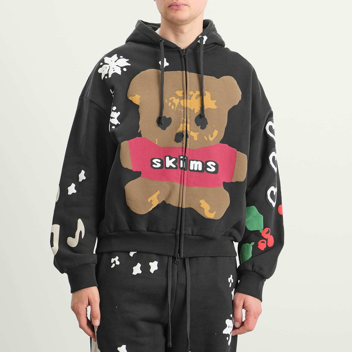 SKIMS Men's x Cactus Plant Flea Market Hoodie in Onyx Teddy Bear Print